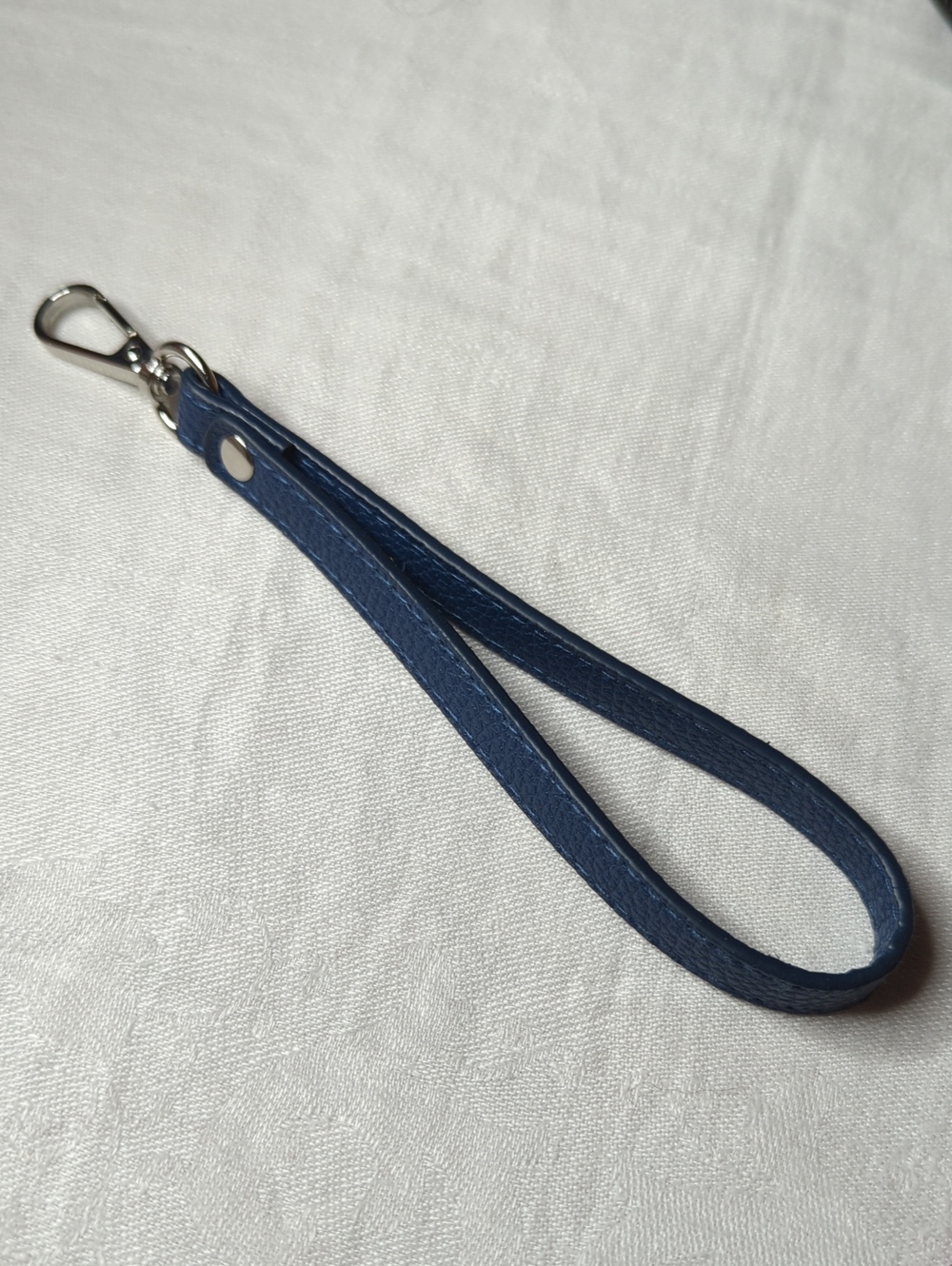 Navy Blue Leather Wristlet Strap